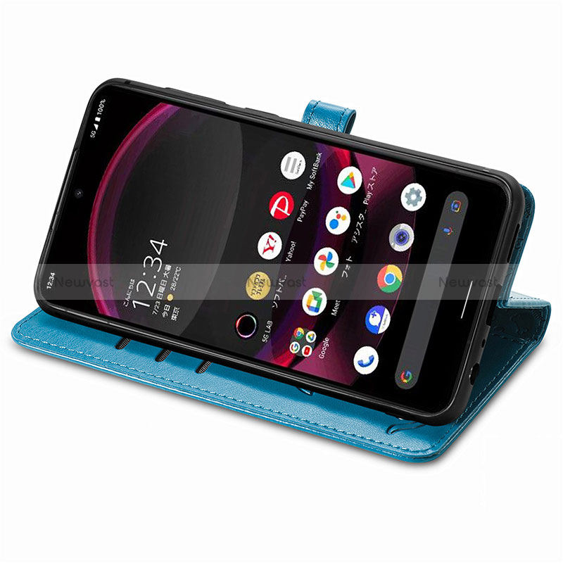 Leather Case Stands Fashionable Pattern Flip Cover Holder S03D for Sharp Aquos R8 Pro