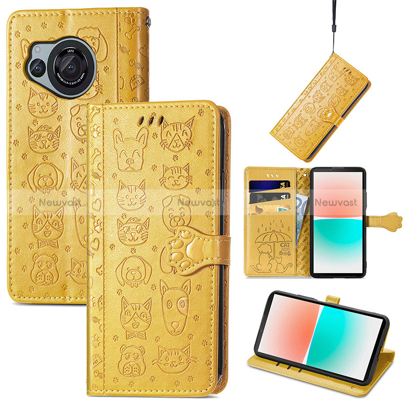 Leather Case Stands Fashionable Pattern Flip Cover Holder S03D for Sharp Aquos R8s