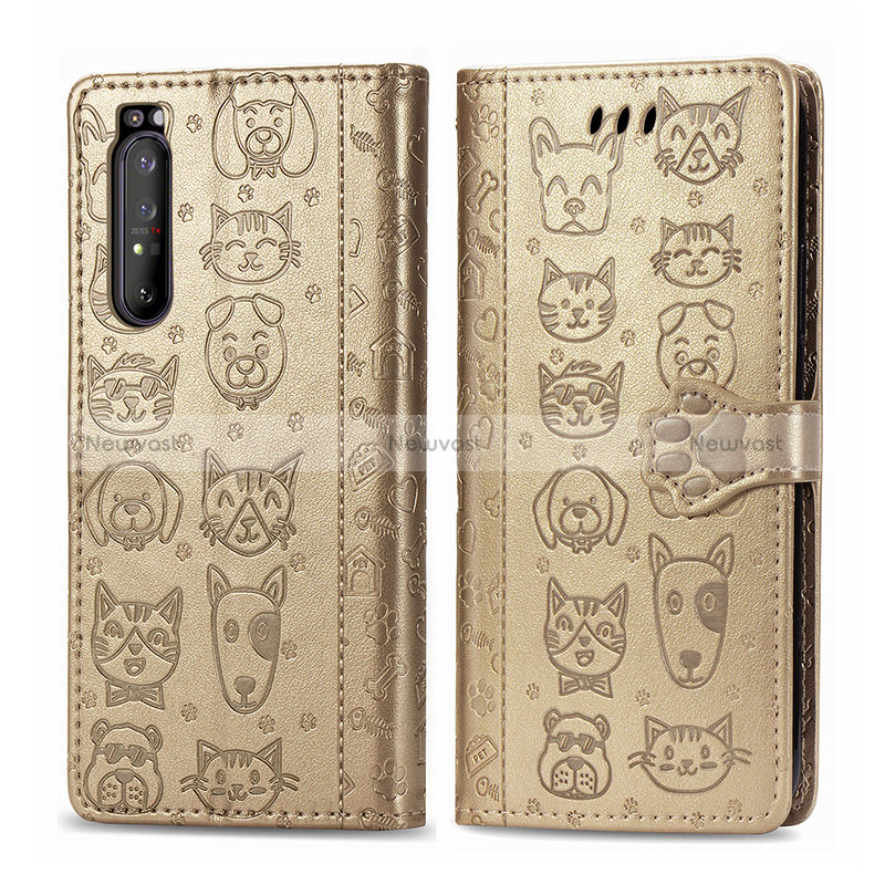 Leather Case Stands Fashionable Pattern Flip Cover Holder S03D for Sony Xperia 1 II