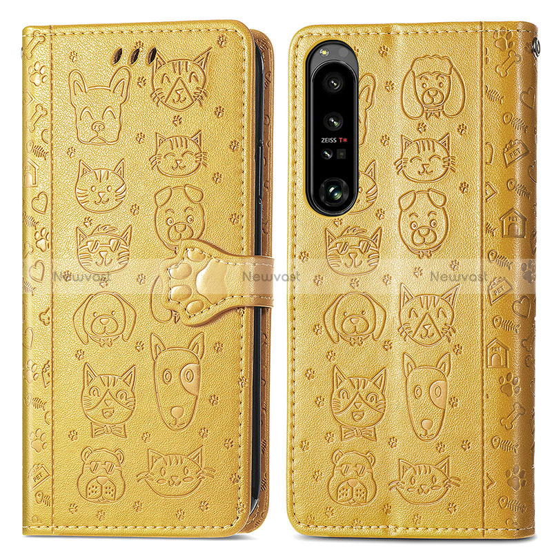 Leather Case Stands Fashionable Pattern Flip Cover Holder S03D for Sony Xperia 1 IV SO-51C