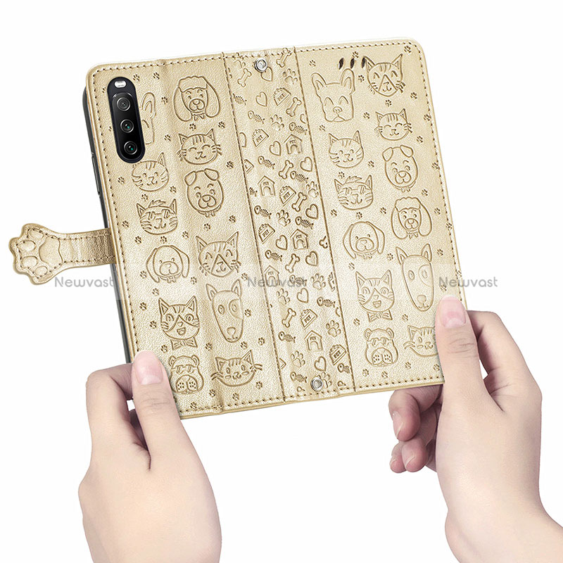 Leather Case Stands Fashionable Pattern Flip Cover Holder S03D for Sony Xperia 10 III Lite