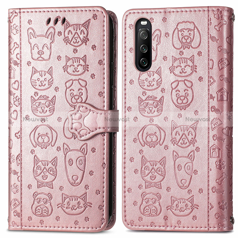 Leather Case Stands Fashionable Pattern Flip Cover Holder S03D for Sony Xperia 10 III Lite