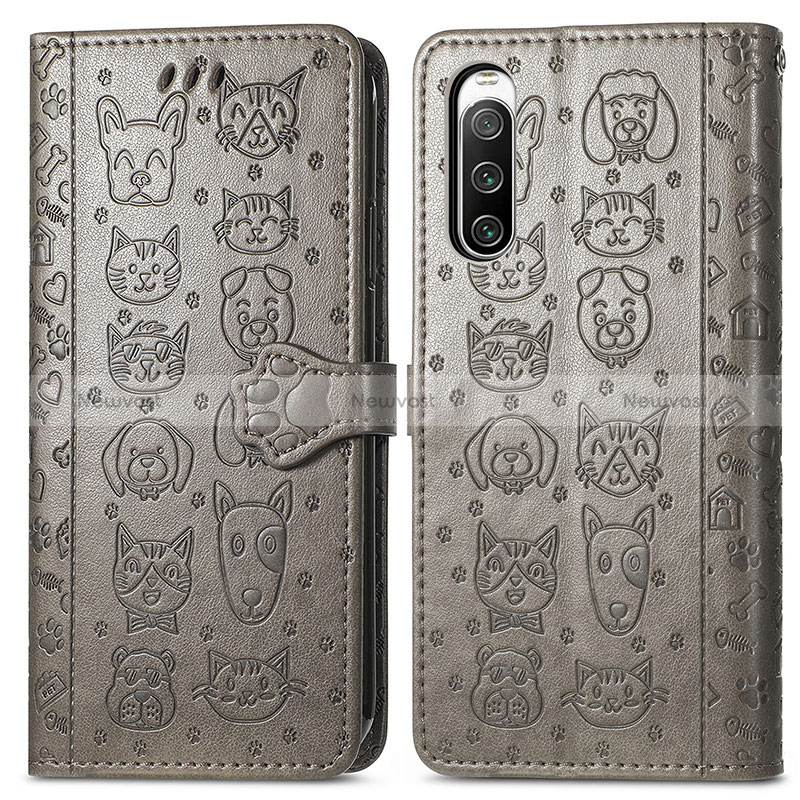 Leather Case Stands Fashionable Pattern Flip Cover Holder S03D for Sony Xperia 10 IV SO-52C