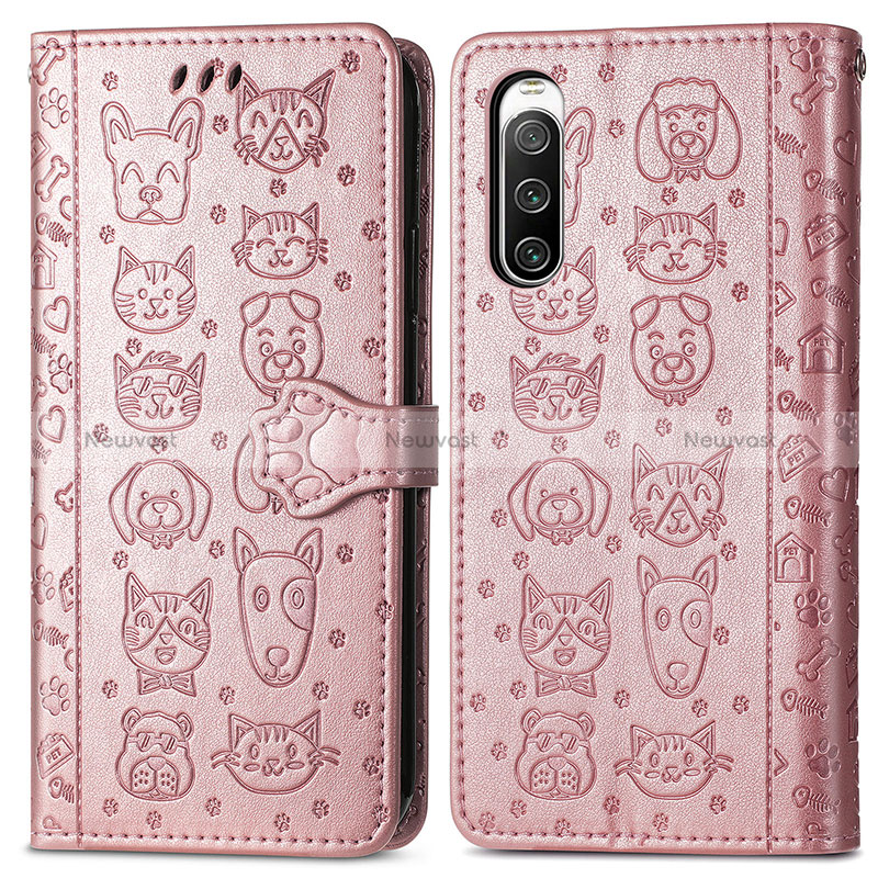 Leather Case Stands Fashionable Pattern Flip Cover Holder S03D for Sony Xperia 10 IV SOG07