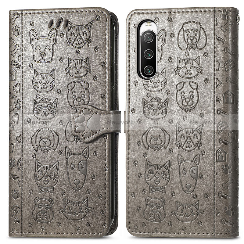 Leather Case Stands Fashionable Pattern Flip Cover Holder S03D for Sony Xperia 10 IV SOG07
