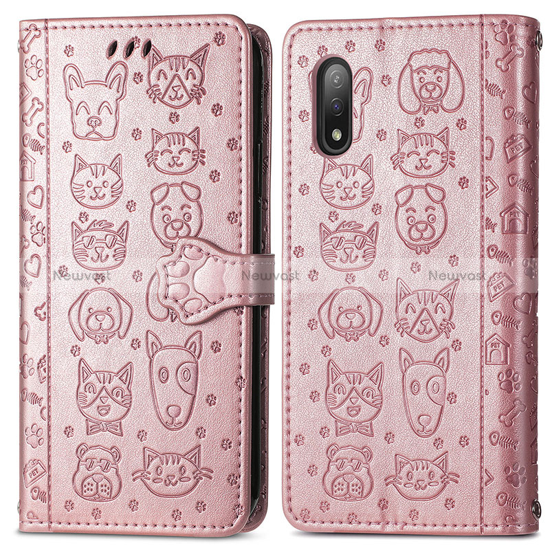 Leather Case Stands Fashionable Pattern Flip Cover Holder S03D for Sony Xperia Ace II SO-41B