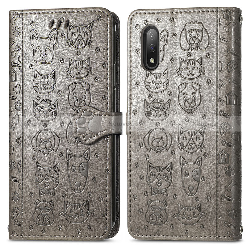 Leather Case Stands Fashionable Pattern Flip Cover Holder S03D for Sony Xperia Ace II SO-41B