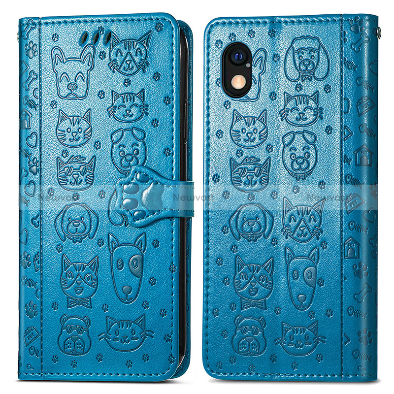 Leather Case Stands Fashionable Pattern Flip Cover Holder S03D for Sony Xperia Ace III