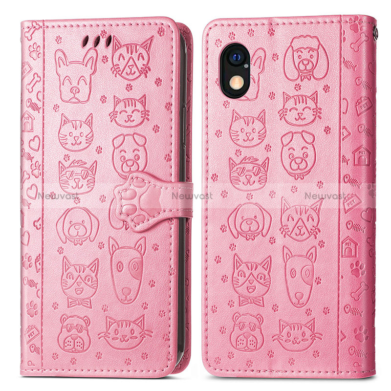 Leather Case Stands Fashionable Pattern Flip Cover Holder S03D for Sony Xperia Ace III SO-53C