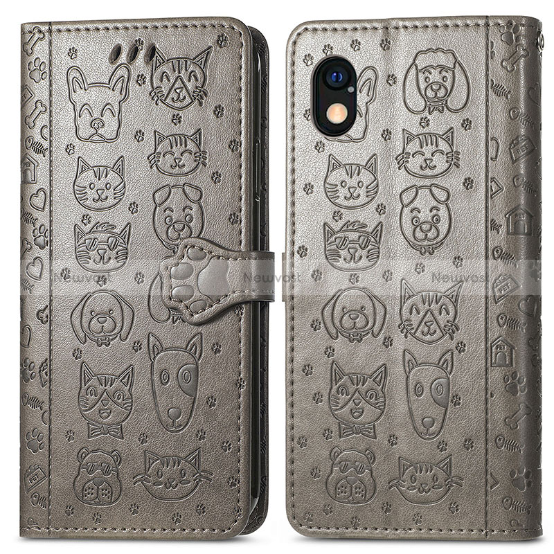Leather Case Stands Fashionable Pattern Flip Cover Holder S03D for Sony Xperia Ace III SOG08