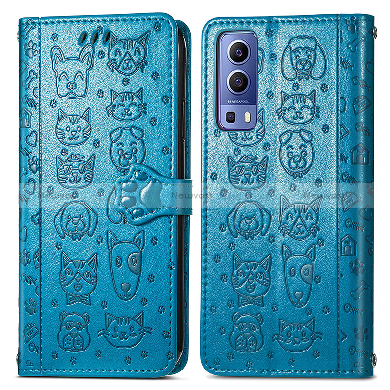 Leather Case Stands Fashionable Pattern Flip Cover Holder S03D for Vivo iQOO Z3 5G