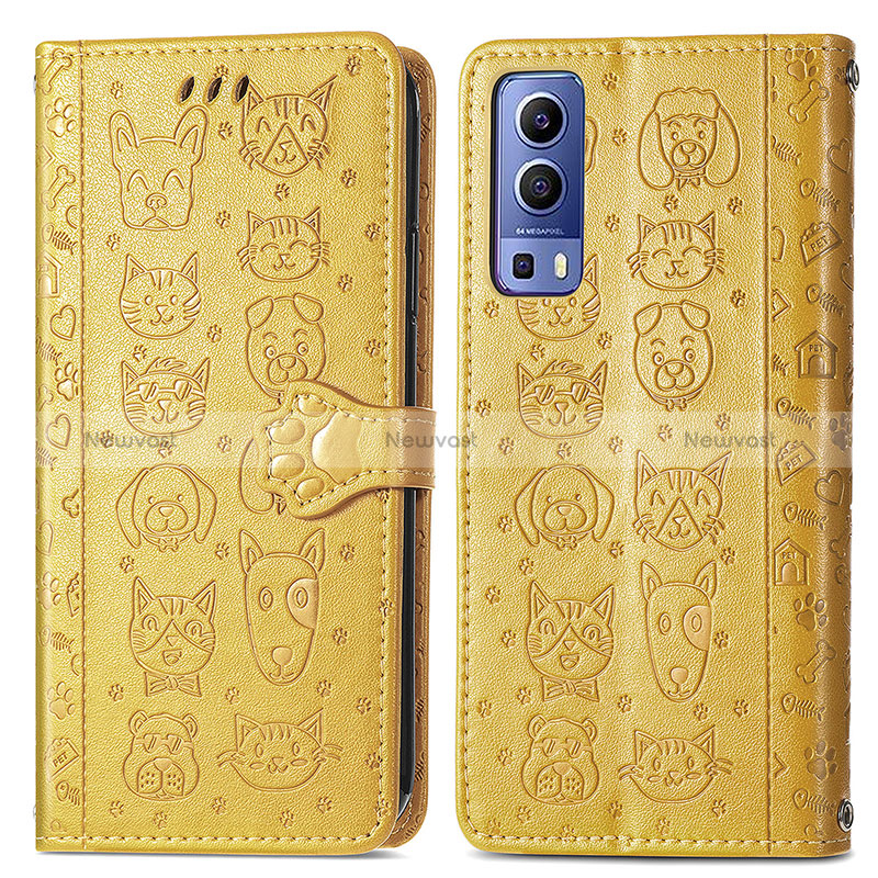 Leather Case Stands Fashionable Pattern Flip Cover Holder S03D for Vivo iQOO Z3 5G