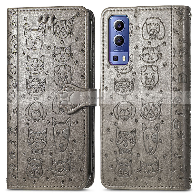 Leather Case Stands Fashionable Pattern Flip Cover Holder S03D for Vivo iQOO Z3 5G