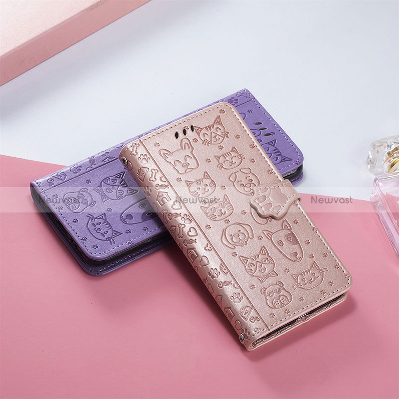 Leather Case Stands Fashionable Pattern Flip Cover Holder S03D for Vivo T1 5G India