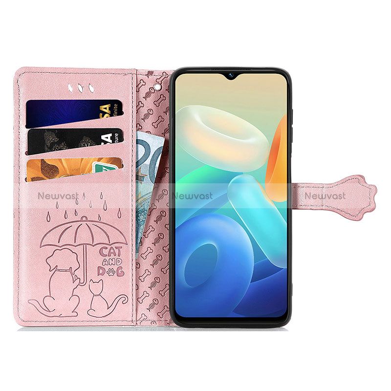 Leather Case Stands Fashionable Pattern Flip Cover Holder S03D for Vivo T1 5G India