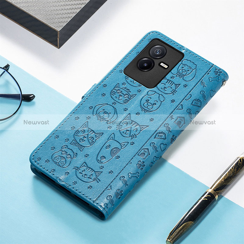 Leather Case Stands Fashionable Pattern Flip Cover Holder S03D for Vivo T2x 5G