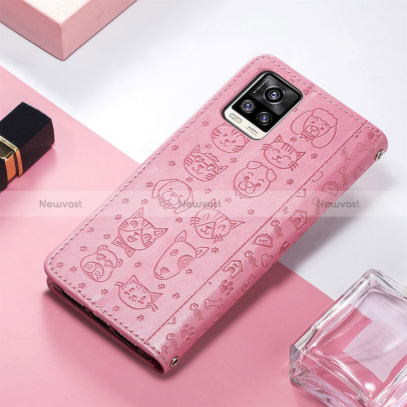 Leather Case Stands Fashionable Pattern Flip Cover Holder S03D for Vivo V20 (2021)