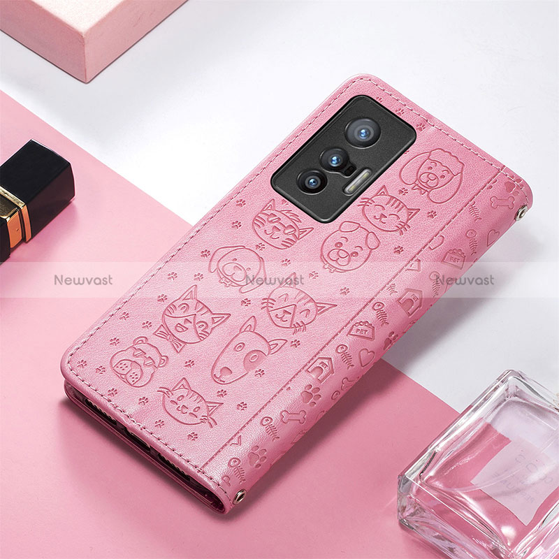 Leather Case Stands Fashionable Pattern Flip Cover Holder S03D for Vivo X70t