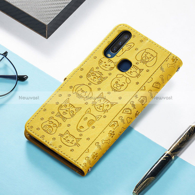 Leather Case Stands Fashionable Pattern Flip Cover Holder S03D for Vivo Y12