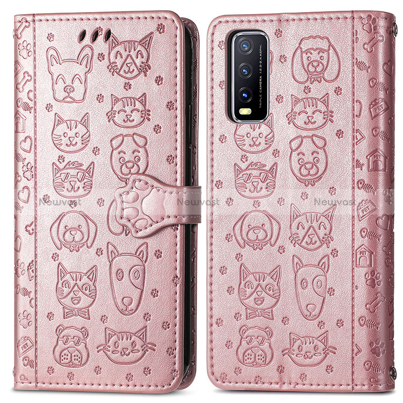 Leather Case Stands Fashionable Pattern Flip Cover Holder S03D for Vivo Y12A