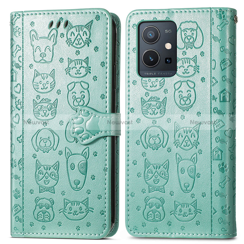 Leather Case Stands Fashionable Pattern Flip Cover Holder S03D for Vivo Y30 5G