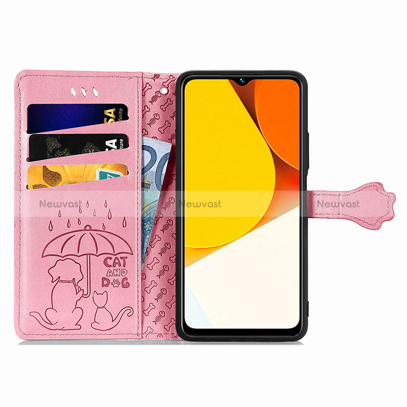 Leather Case Stands Fashionable Pattern Flip Cover Holder S03D for Vivo Y35 4G