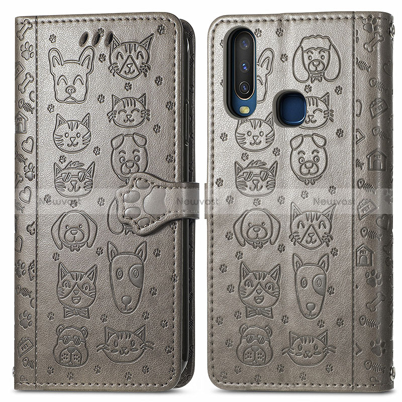 Leather Case Stands Fashionable Pattern Flip Cover Holder S03D for Vivo Y3s