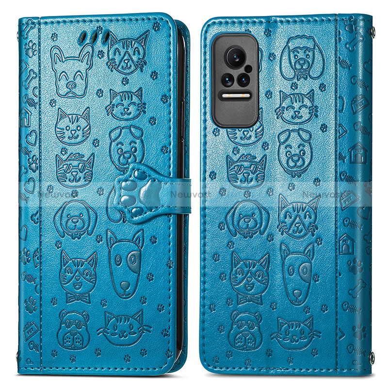 Leather Case Stands Fashionable Pattern Flip Cover Holder S03D for Xiaomi Civi 1S 5G Blue