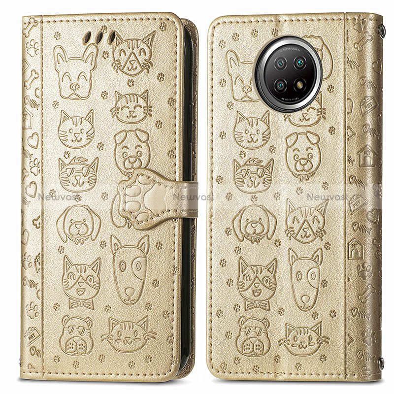 Leather Case Stands Fashionable Pattern Flip Cover Holder S03D for Xiaomi Mi 10i 5G Gold