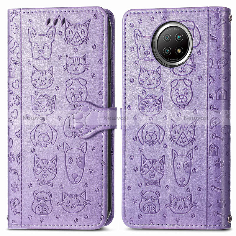 Leather Case Stands Fashionable Pattern Flip Cover Holder S03D for Xiaomi Mi 10i 5G Purple