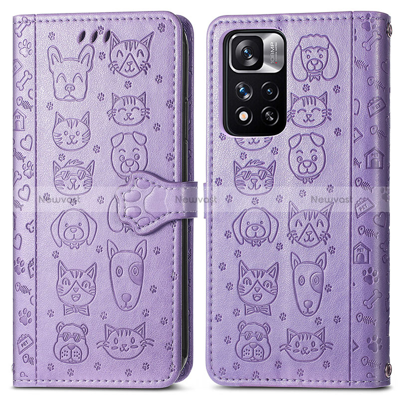Leather Case Stands Fashionable Pattern Flip Cover Holder S03D for Xiaomi Mi 11i 5G (2022) Purple