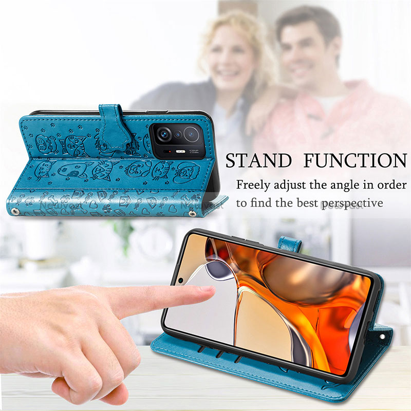 Leather Case Stands Fashionable Pattern Flip Cover Holder S03D for Xiaomi Mi 11T Pro 5G