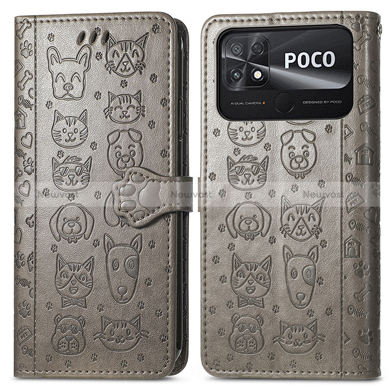 Leather Case Stands Fashionable Pattern Flip Cover Holder S03D for Xiaomi Poco C40