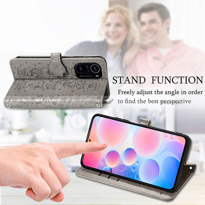 Leather Case Stands Fashionable Pattern Flip Cover Holder S03D for Xiaomi Poco F3 5G