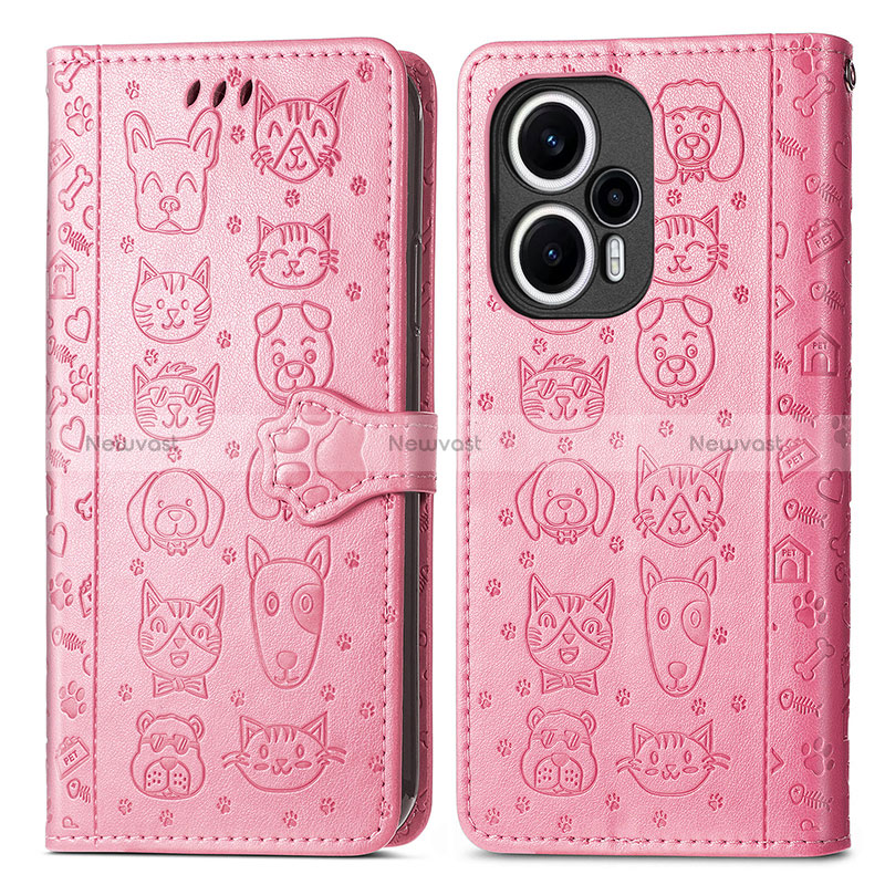 Leather Case Stands Fashionable Pattern Flip Cover Holder S03D for Xiaomi Poco F5 5G