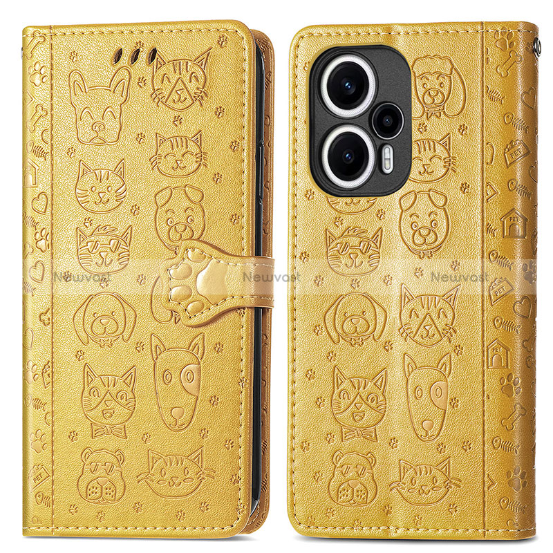 Leather Case Stands Fashionable Pattern Flip Cover Holder S03D for Xiaomi Poco F5 5G