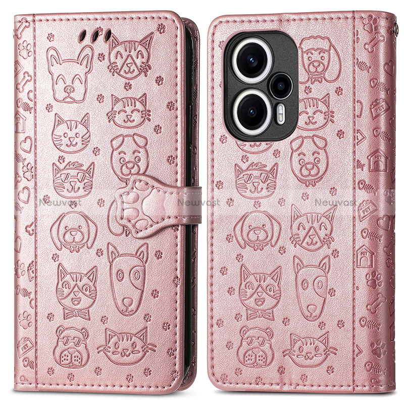 Leather Case Stands Fashionable Pattern Flip Cover Holder S03D for Xiaomi Poco F5 5G