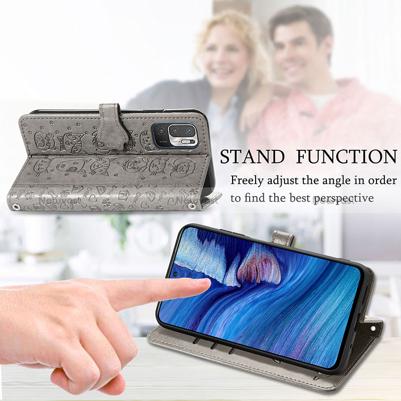 Leather Case Stands Fashionable Pattern Flip Cover Holder S03D for Xiaomi POCO M3 Pro 5G