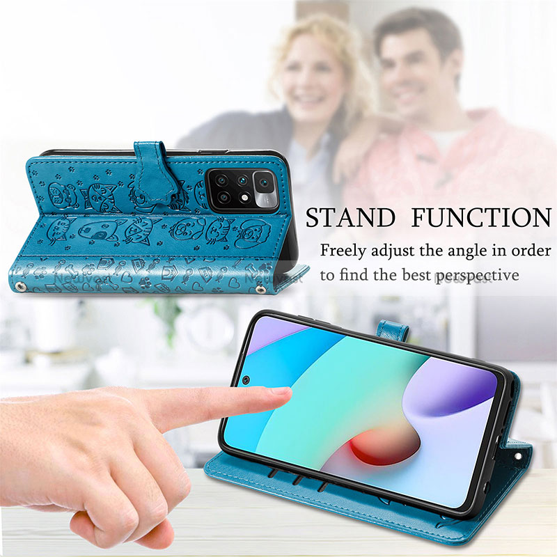 Leather Case Stands Fashionable Pattern Flip Cover Holder S03D for Xiaomi Redmi 10 4G