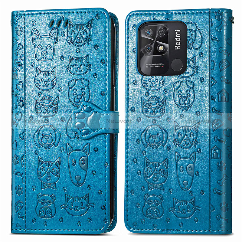Leather Case Stands Fashionable Pattern Flip Cover Holder S03D for Xiaomi Redmi 10 India