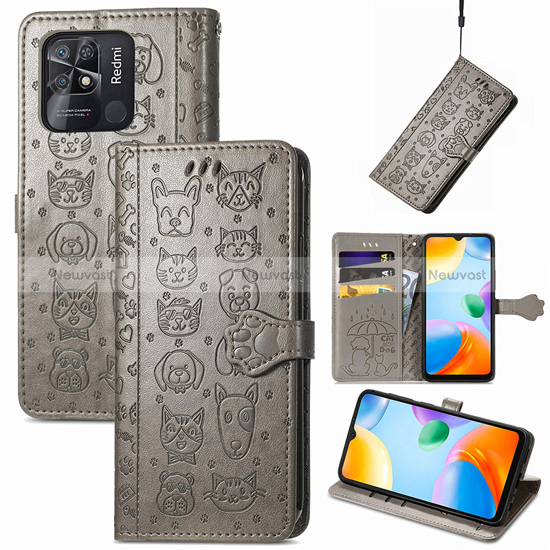 Leather Case Stands Fashionable Pattern Flip Cover Holder S03D for Xiaomi Redmi 10 Power