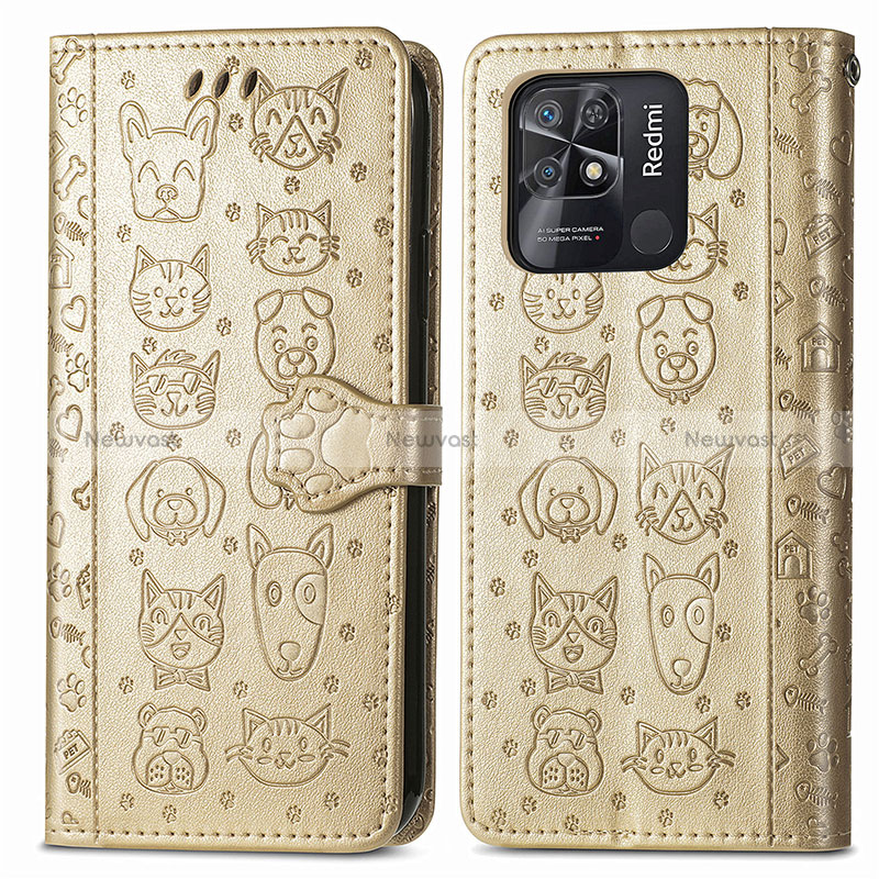 Leather Case Stands Fashionable Pattern Flip Cover Holder S03D for Xiaomi Redmi 10 Power