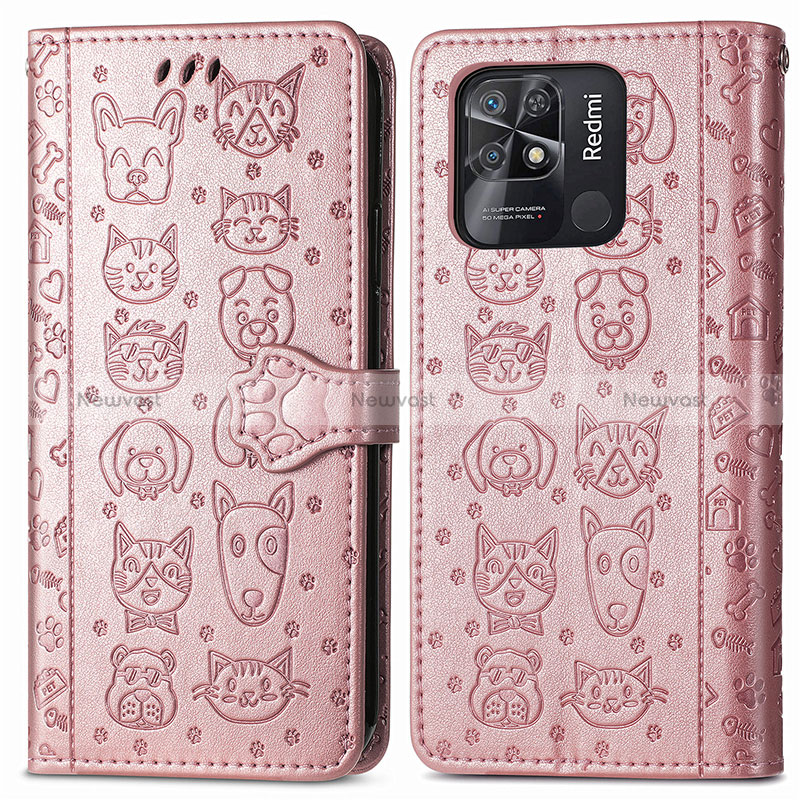 Leather Case Stands Fashionable Pattern Flip Cover Holder S03D for Xiaomi Redmi 10C 4G