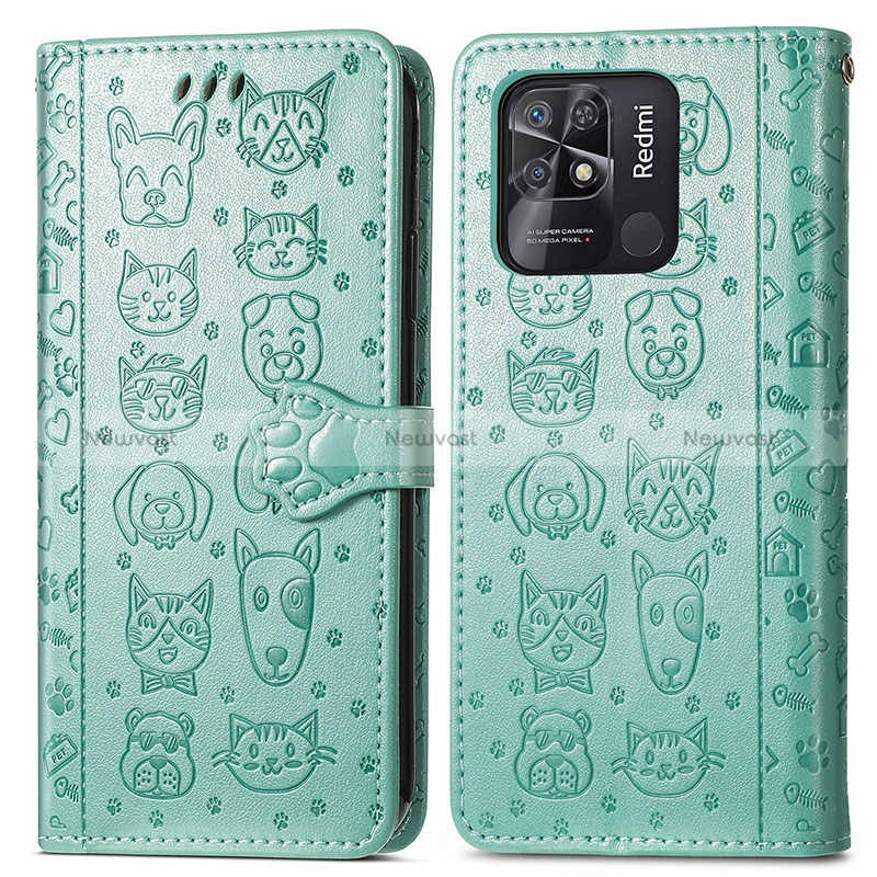 Leather Case Stands Fashionable Pattern Flip Cover Holder S03D for Xiaomi Redmi 10C 4G