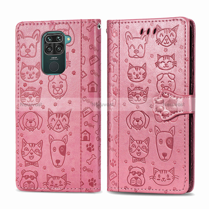 Leather Case Stands Fashionable Pattern Flip Cover Holder S03D for Xiaomi Redmi 10X 4G Pink