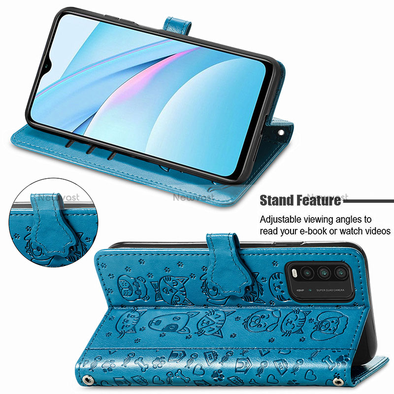 Leather Case Stands Fashionable Pattern Flip Cover Holder S03D for Xiaomi Redmi 9 Power