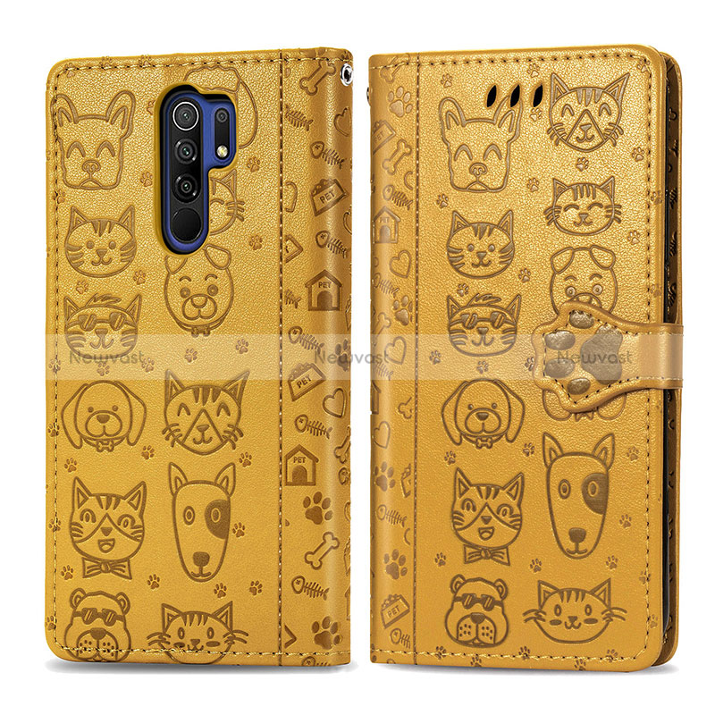 Leather Case Stands Fashionable Pattern Flip Cover Holder S03D for Xiaomi Redmi 9 Prime India