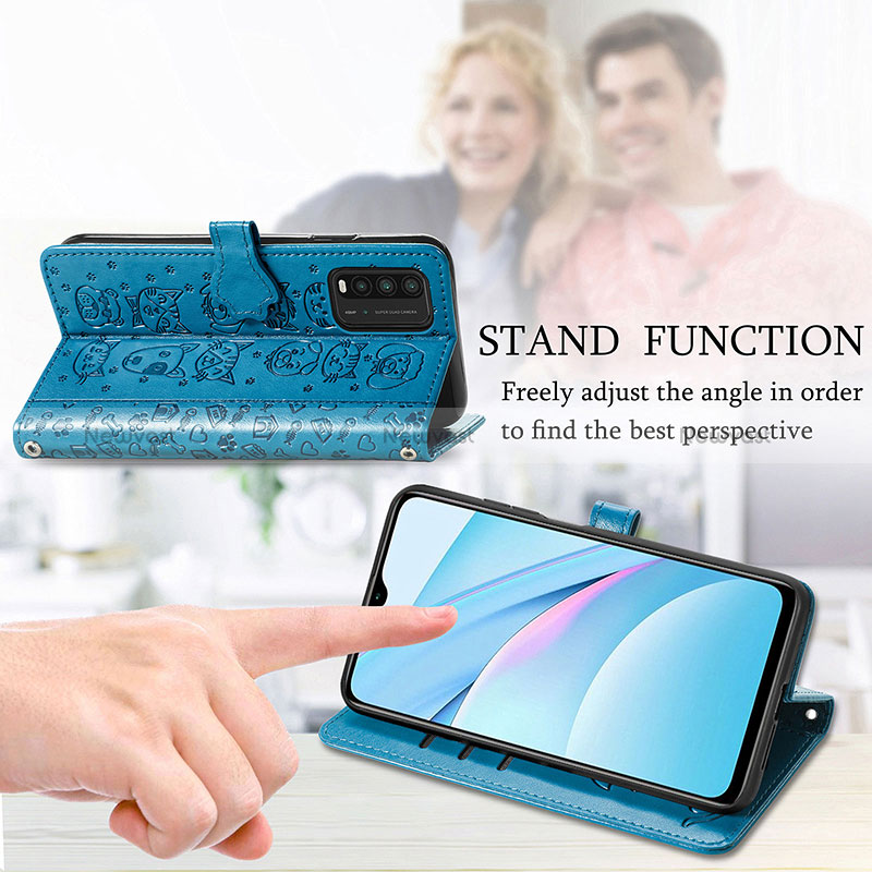 Leather Case Stands Fashionable Pattern Flip Cover Holder S03D for Xiaomi Redmi 9T 4G