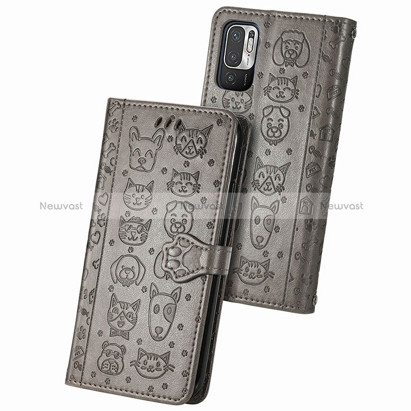 Leather Case Stands Fashionable Pattern Flip Cover Holder S03D for Xiaomi Redmi Note 10 JE 5G