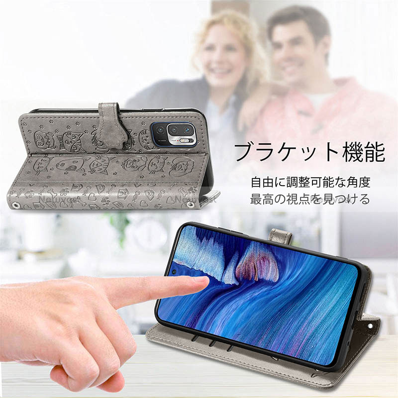 Leather Case Stands Fashionable Pattern Flip Cover Holder S03D for Xiaomi Redmi Note 10 JE 5G